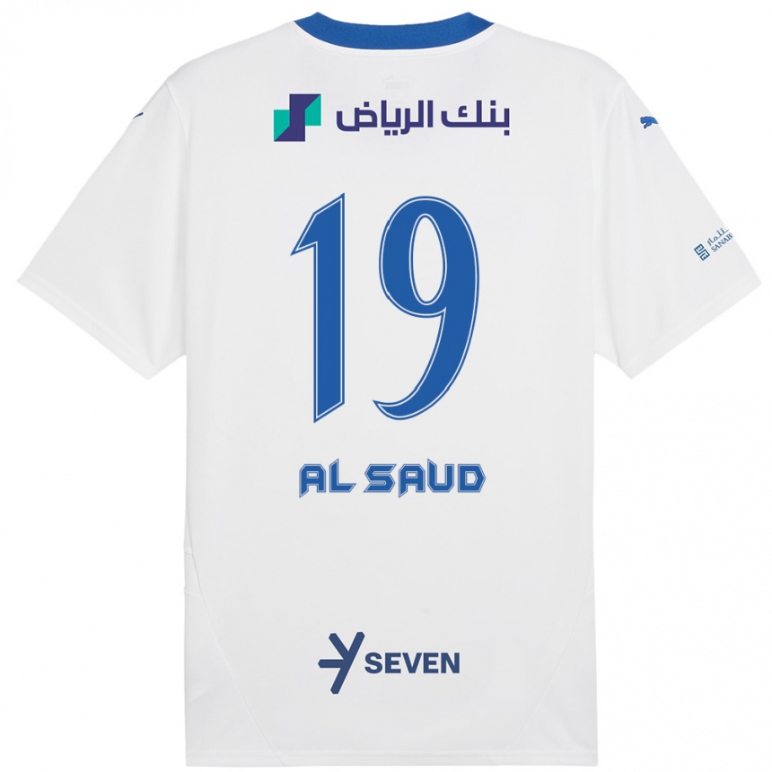 Enfant Football Maillot Manal Al Saud #19 Blanc Bleu Tenues Extérieur 2024/25