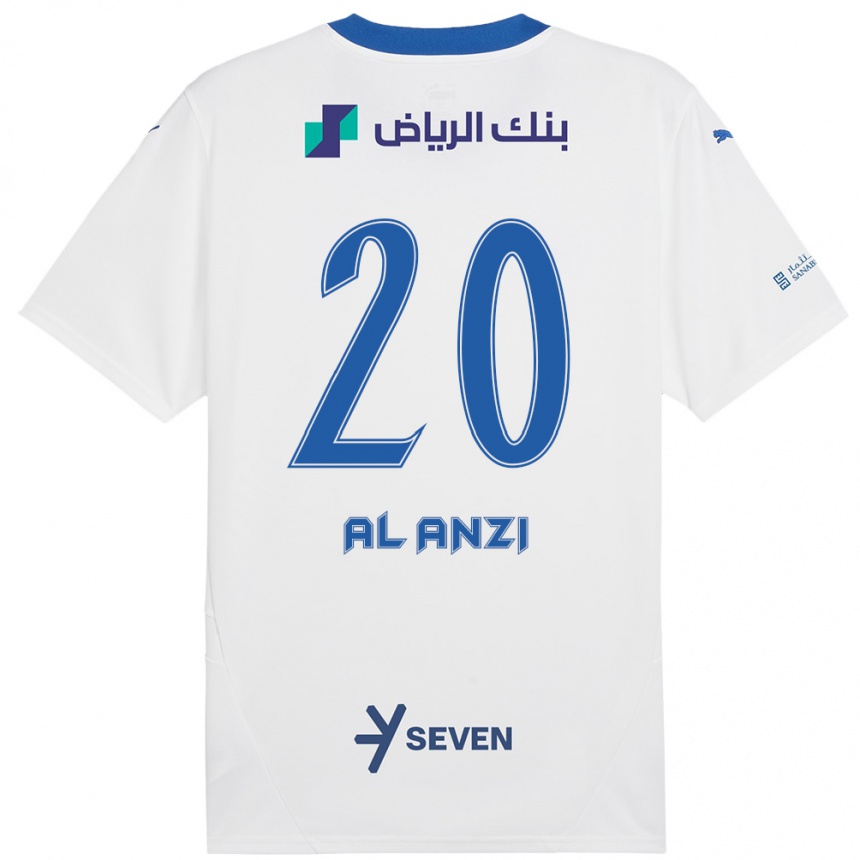 Enfant Football Maillot Areej Al-Anzi #20 Blanc Bleu Tenues Extérieur 2024/25