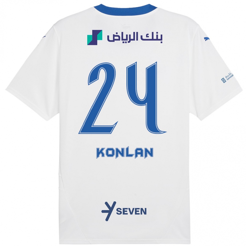 Enfant Football Maillot Cynthia Konlan #24 Blanc Bleu Tenues Extérieur 2024/25