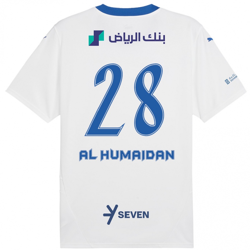 Enfant Football Maillot Fay Al-Humaidan #28 Blanc Bleu Tenues Extérieur 2024/25