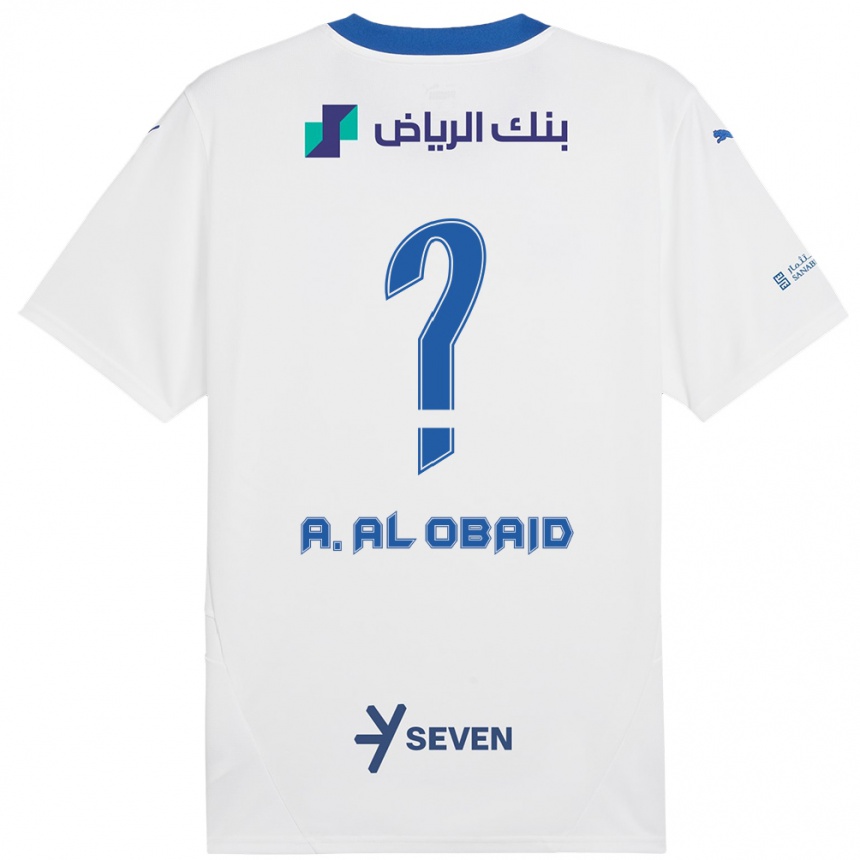 Enfant Football Maillot Abdulrahman Al-Obaid #0 Blanc Bleu Tenues Extérieur 2024/25