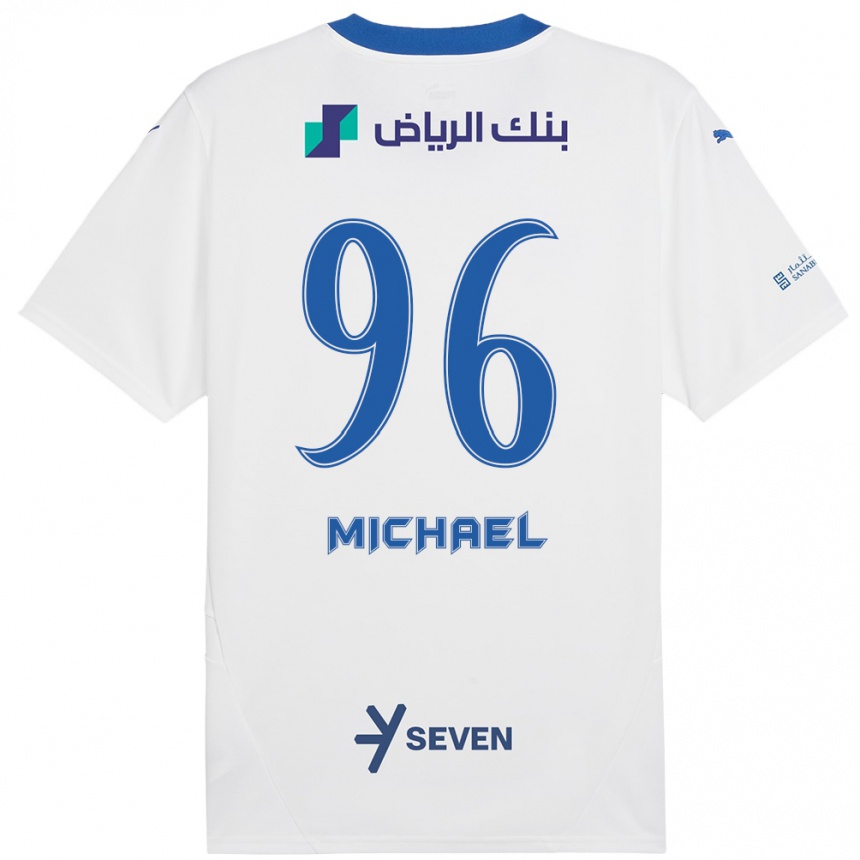 Enfant Football Maillot Michael #96 Blanc Bleu Tenues Extérieur 2024/25