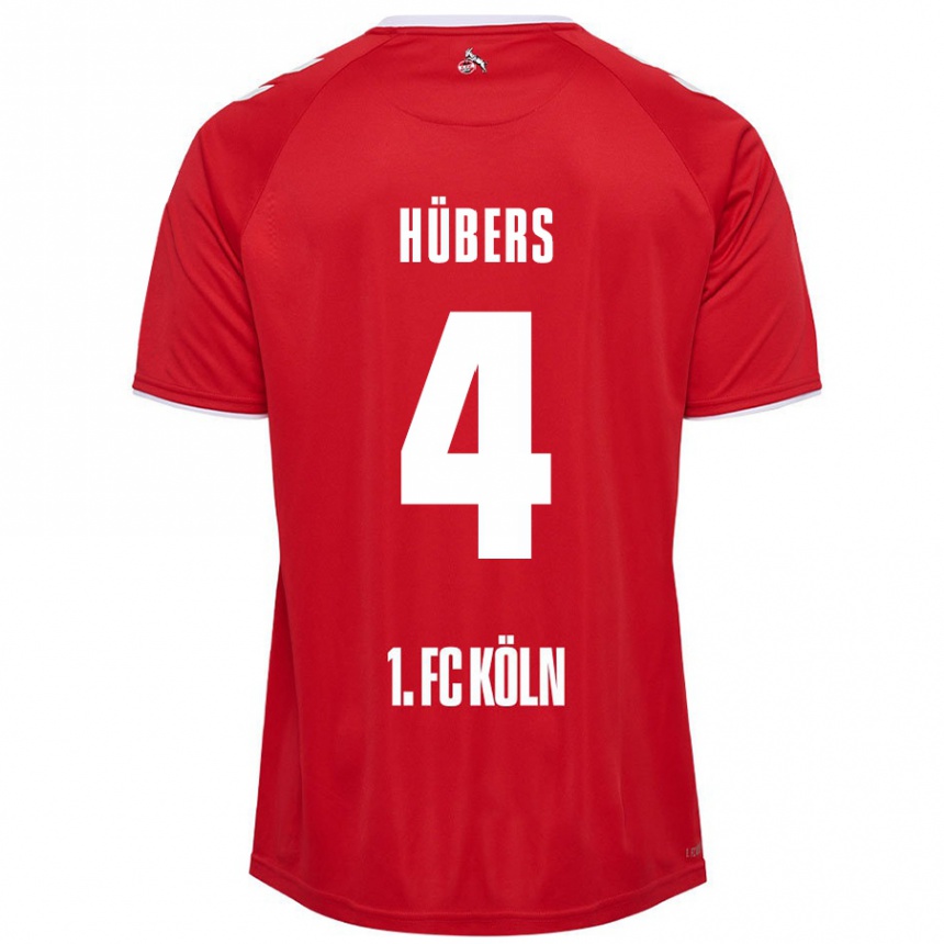 Enfant Football Maillot Timo Hübers #4 Rouge Blanc Tenues Extérieur 2024/25