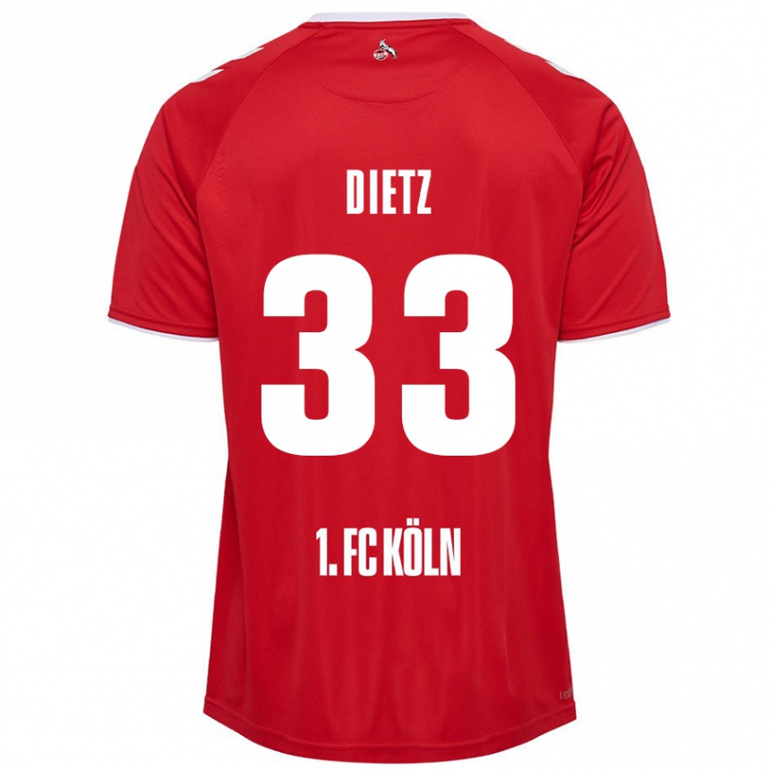 Enfant Football Maillot Florian Dietz #33 Rouge Blanc Tenues Extérieur 2024/25