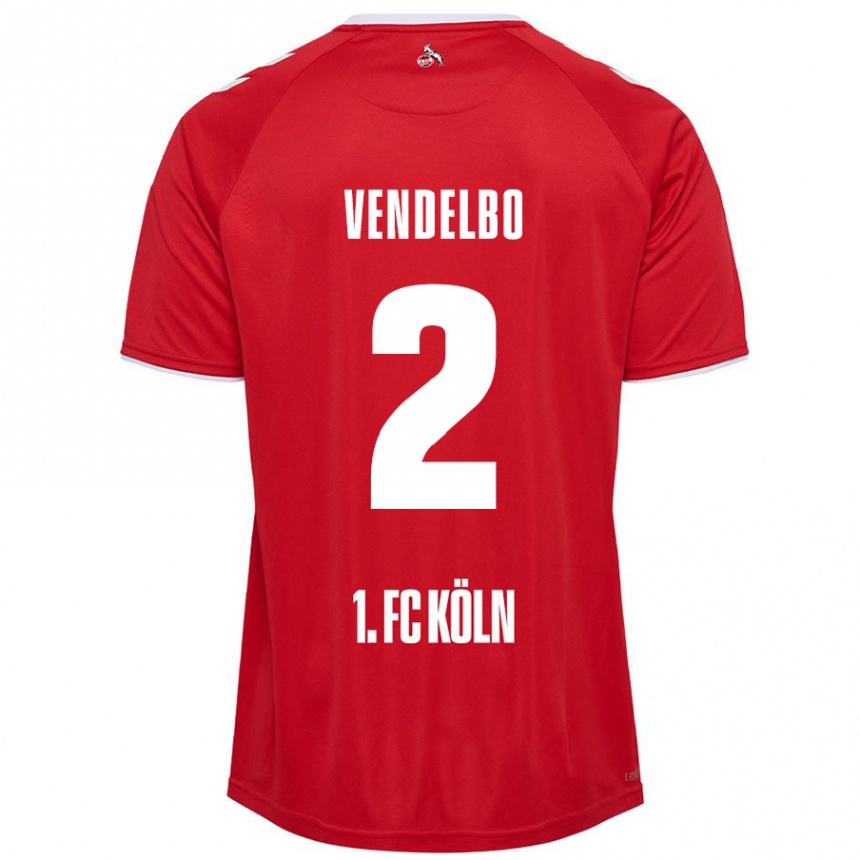 Enfant Football Maillot Sofie Vendelbo #2 Rouge Blanc Tenues Extérieur 2024/25