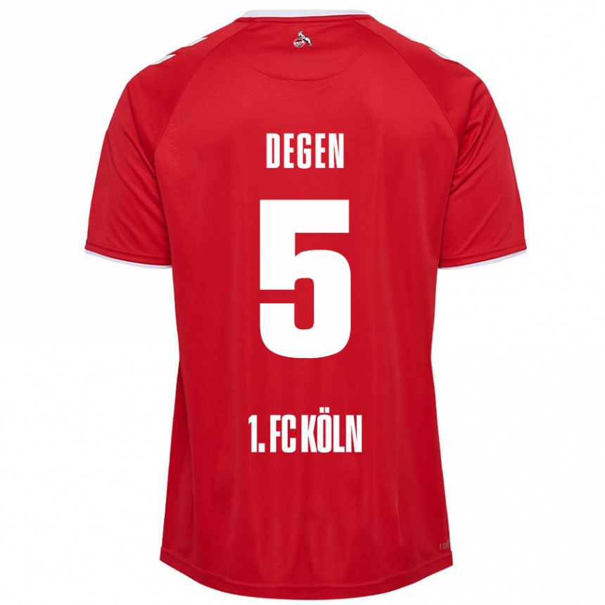 Enfant Football Maillot Celina Degen #5 Rouge Blanc Tenues Extérieur 2024/25