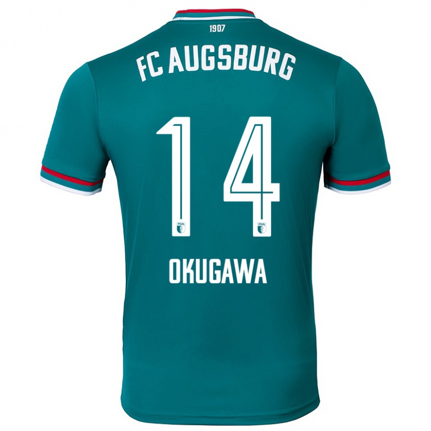 Enfant Football Maillot Masaya Okugawa #14 Vert Foncé Tenues Extérieur 2024/25