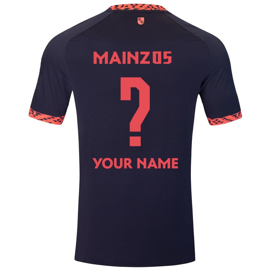 Enfant Football Maillot Votre Nom #0 Bleu Corail Rouge Tenues Extérieur 2024/25