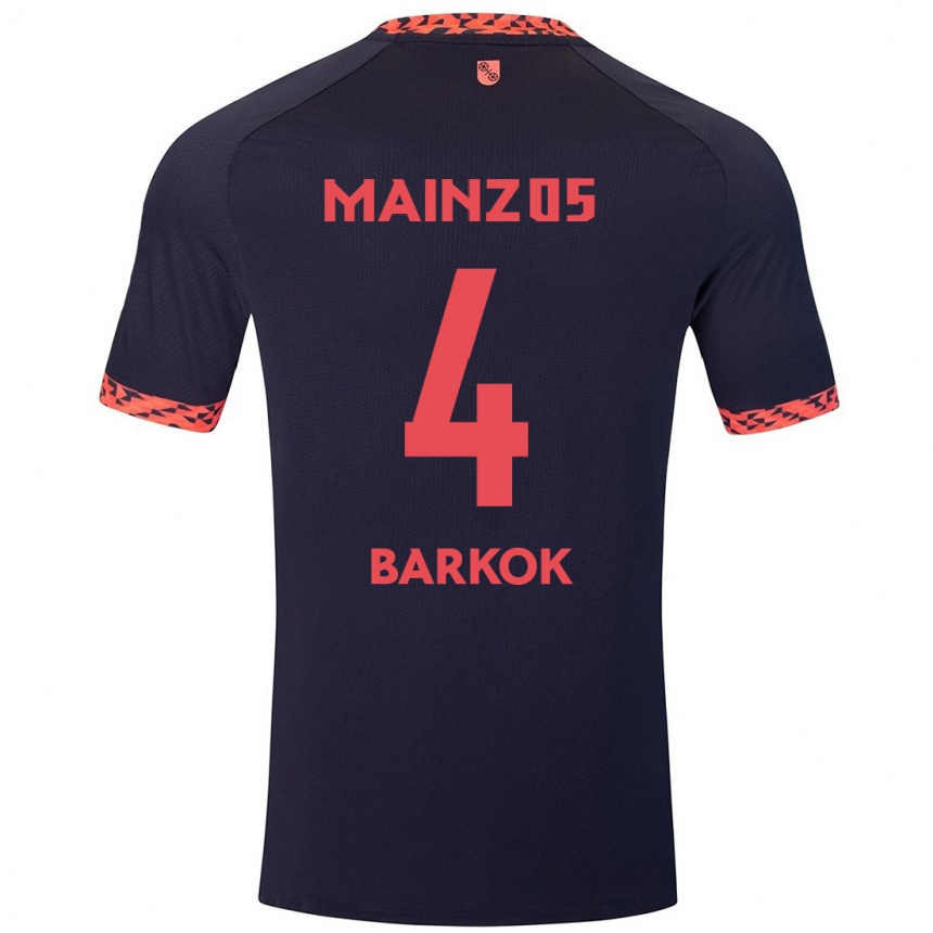 Enfant Football Maillot Aymen Barkok #4 Bleu Corail Rouge Tenues Extérieur 2024/25