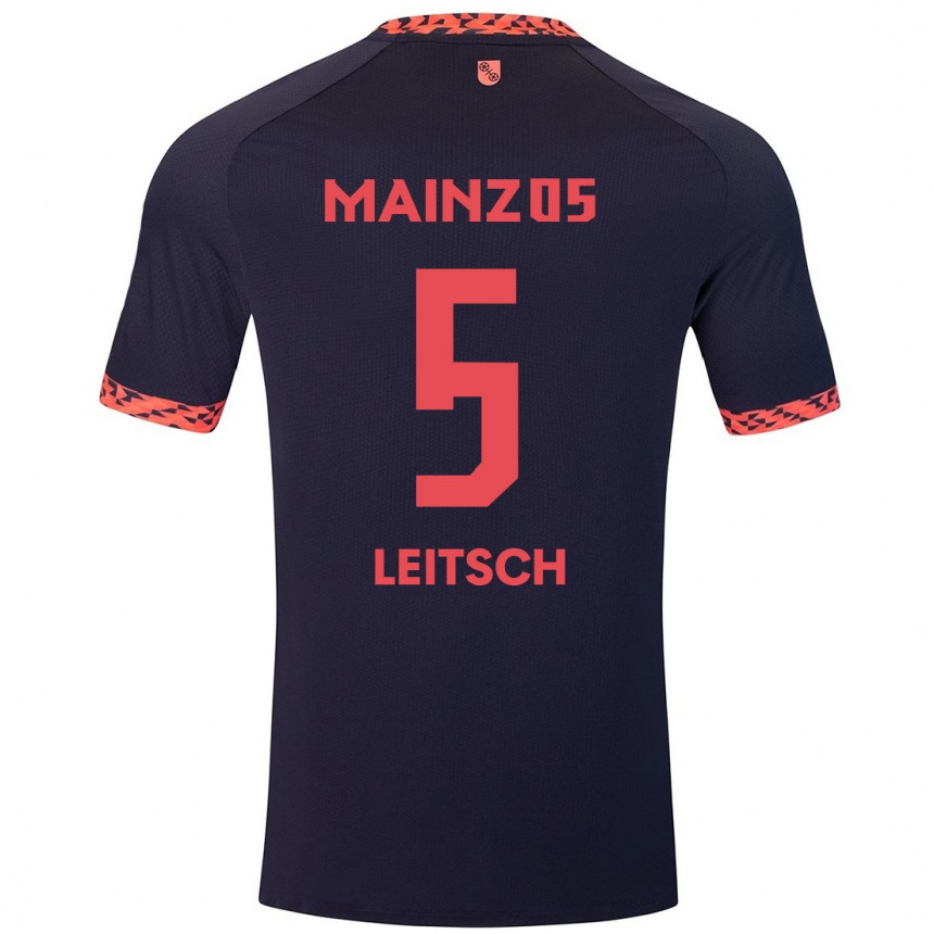 Enfant Football Maillot Maxim Leitsch #5 Bleu Corail Rouge Tenues Extérieur 2024/25