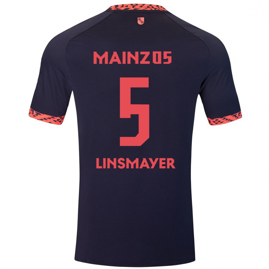 Enfant Football Maillot Denis Linsmayer #5 Bleu Corail Rouge Tenues Extérieur 2024/25