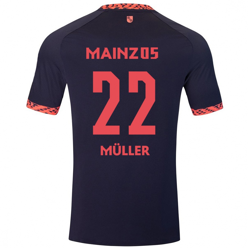 Enfant Football Maillot Tim Müller #22 Bleu Corail Rouge Tenues Extérieur 2024/25