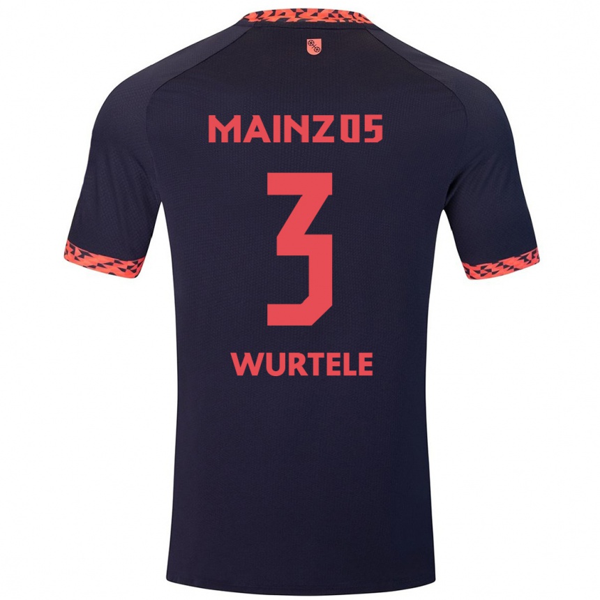 Enfant Football Maillot Fabienne Würtele #3 Bleu Corail Rouge Tenues Extérieur 2024/25