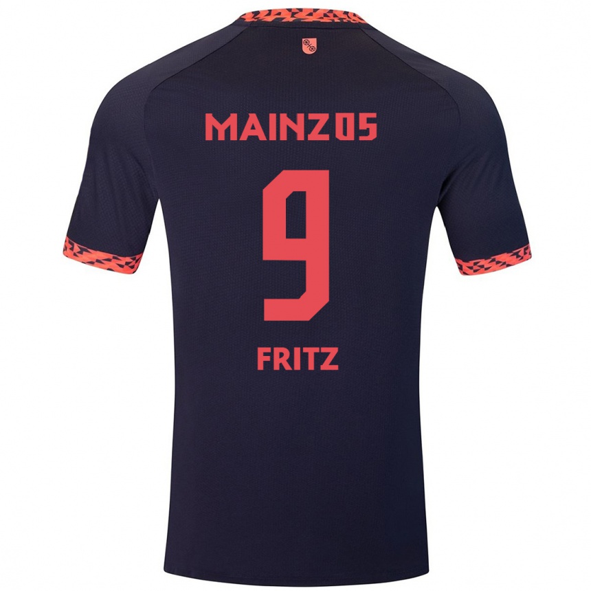 Enfant Football Maillot April Fritz #9 Bleu Corail Rouge Tenues Extérieur 2024/25