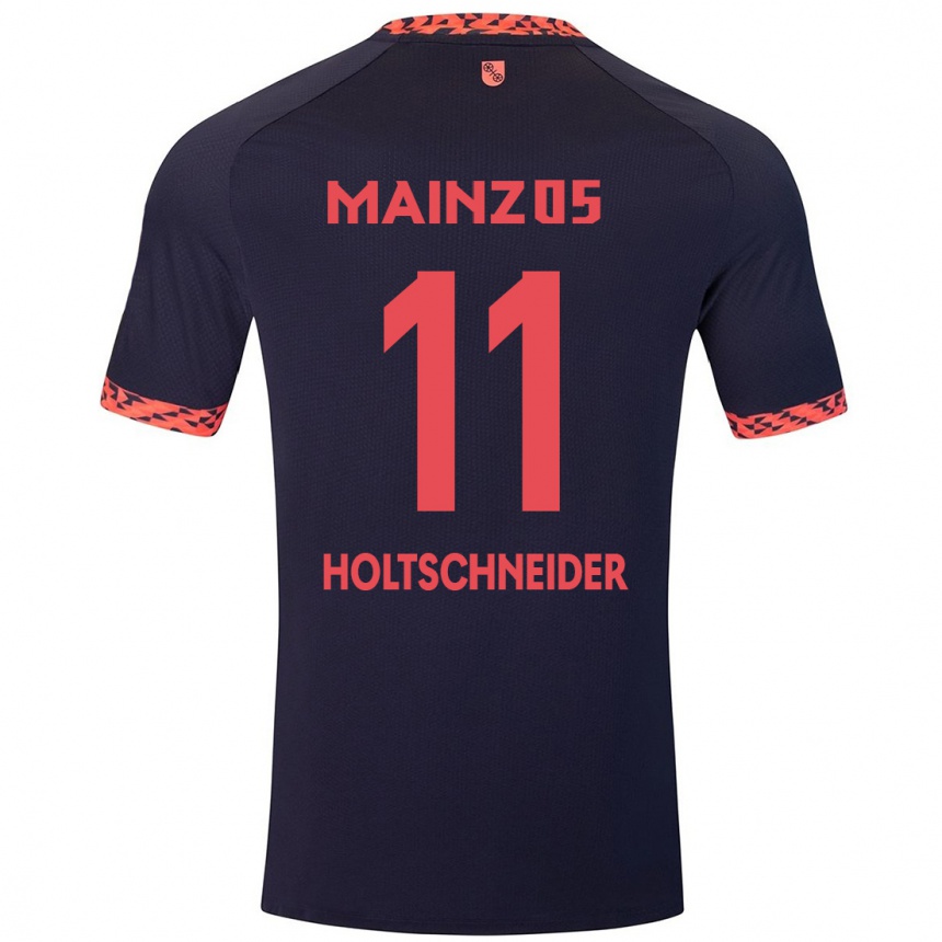 Enfant Football Maillot Hannah Holtschneider #11 Bleu Corail Rouge Tenues Extérieur 2024/25