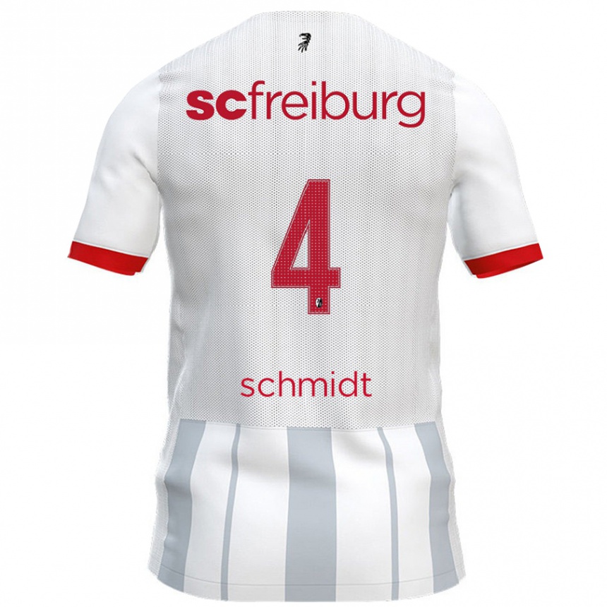 Enfant Football Maillot Kenneth Schmidt #4 Blanc Gris Tenues Extérieur 2024/25