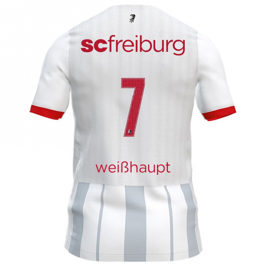 Enfant Football Maillot Noah Weißhaupt #7 Blanc Gris Tenues Extérieur 2024/25