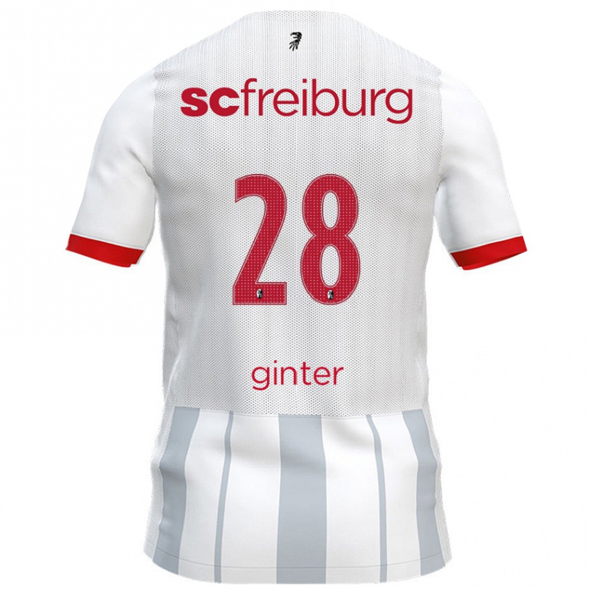 Enfant Football Maillot Matthias Ginter #28 Blanc Gris Tenues Extérieur 2024/25