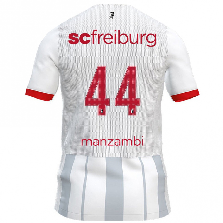 Enfant Football Maillot Johan Manzambi #44 Blanc Gris Tenues Extérieur 2024/25