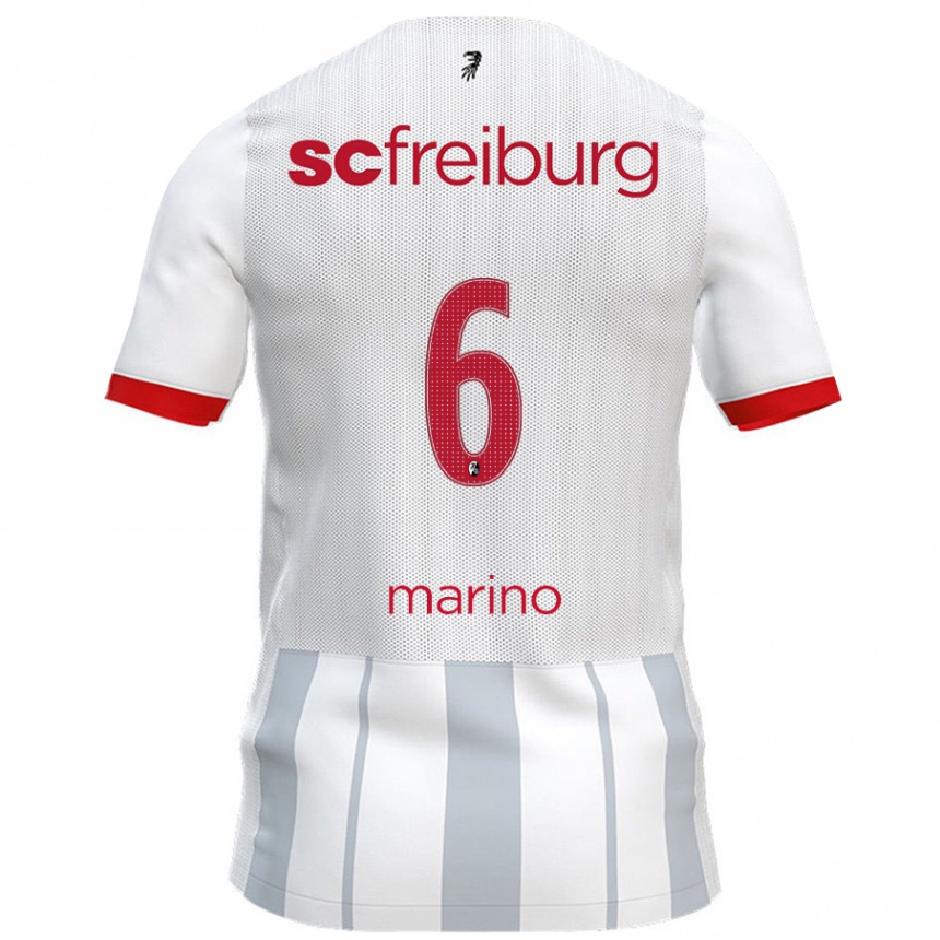 Enfant Football Maillot Luca Marino #6 Blanc Gris Tenues Extérieur 2024/25