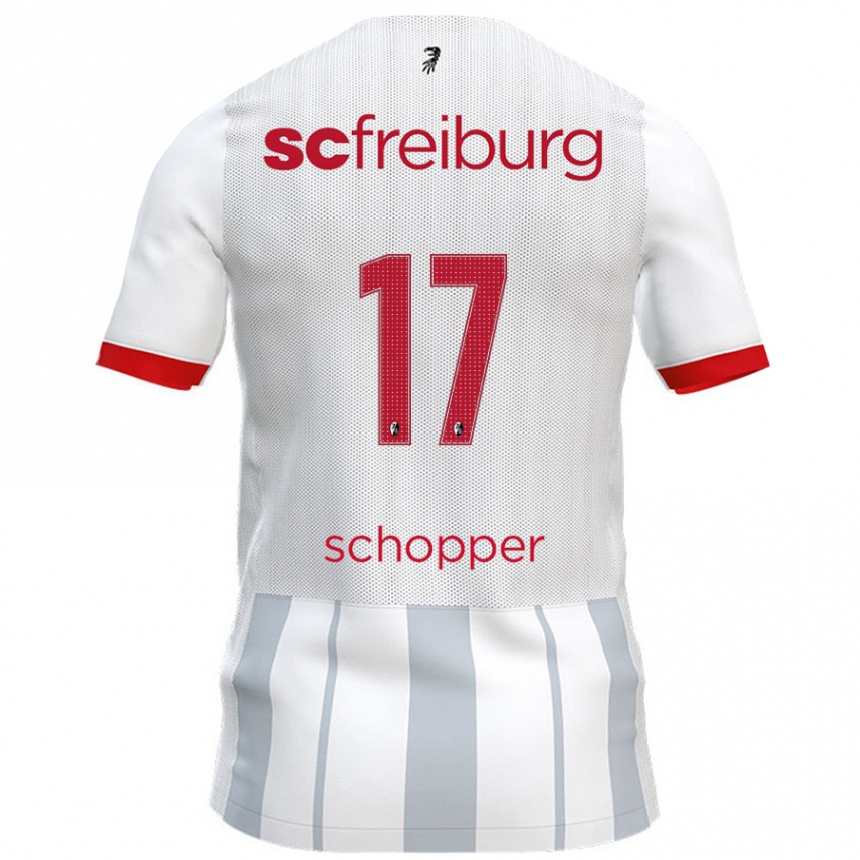 Enfant Football Maillot David Schopper #17 Blanc Gris Tenues Extérieur 2024/25