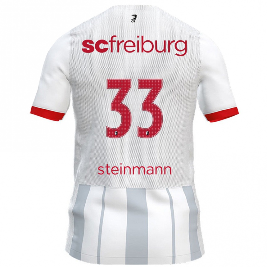 Enfant Football Maillot Karl Steinmann #33 Blanc Gris Tenues Extérieur 2024/25