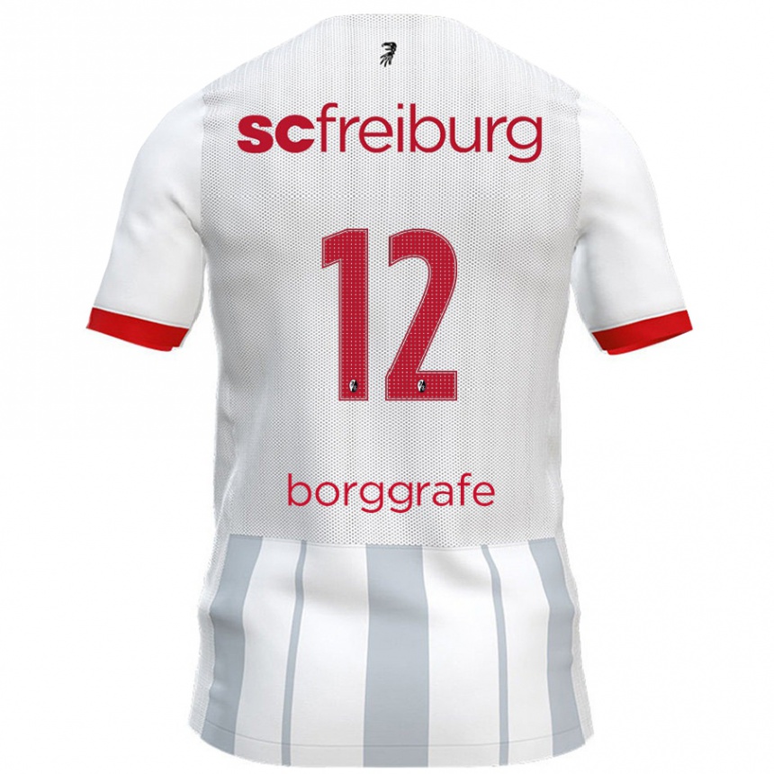 Enfant Football Maillot Rafaela Borggräfe #12 Blanc Gris Tenues Extérieur 2024/25