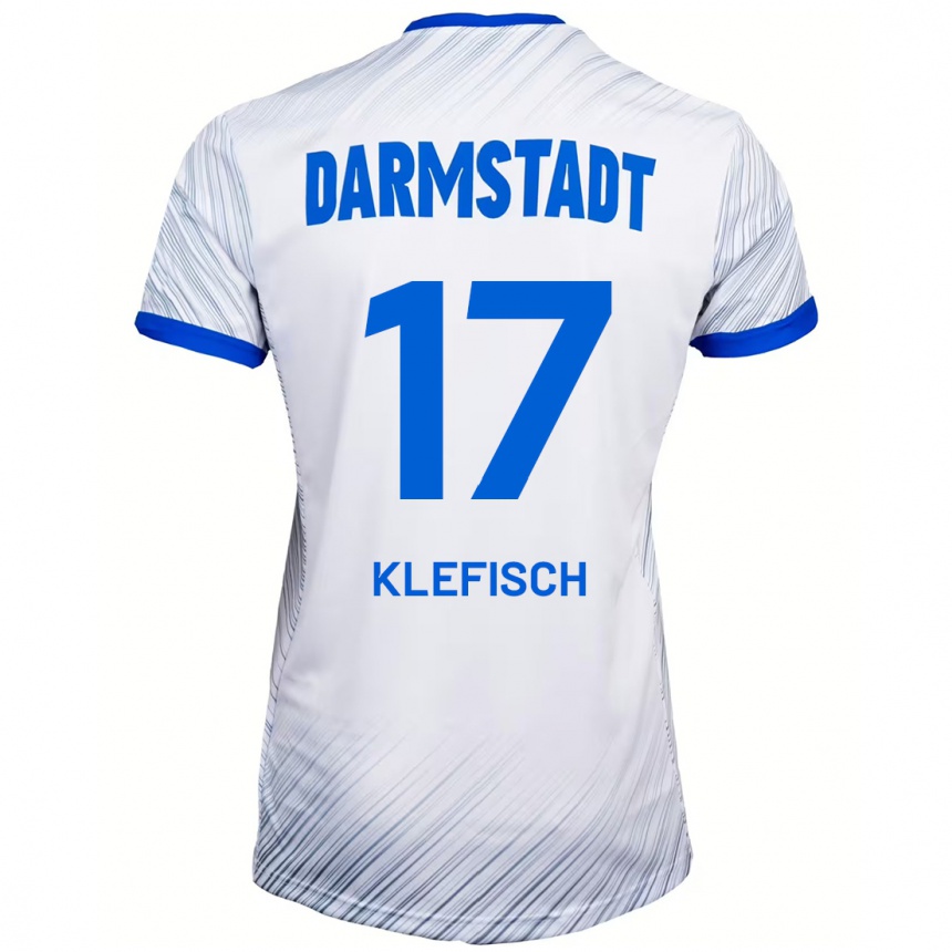 Enfant Football Maillot Kai Klefisch #17 Blanc Bleu Tenues Extérieur 2024/25