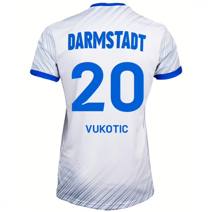 Enfant Football Maillot Aleksandar Vukotic #20 Blanc Bleu Tenues Extérieur 2024/25