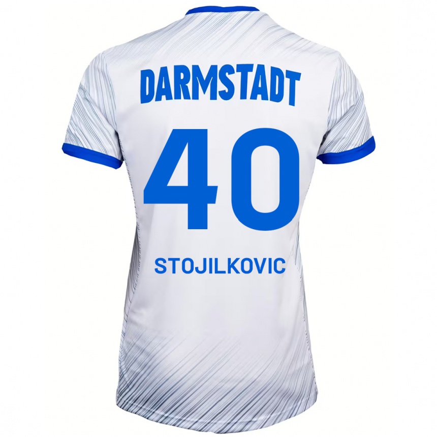 Enfant Football Maillot Filip Stojilkovic #40 Blanc Bleu Tenues Extérieur 2024/25