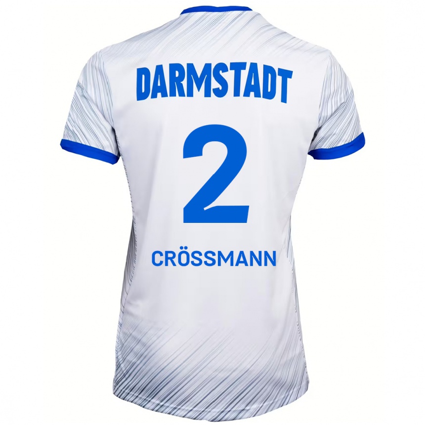 Enfant Football Maillot Elias Crößmann #2 Blanc Bleu Tenues Extérieur 2024/25