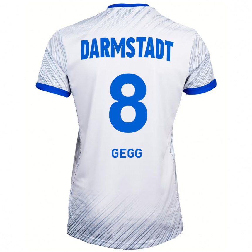 Enfant Football Maillot Samir Gegg #8 Blanc Bleu Tenues Extérieur 2024/25