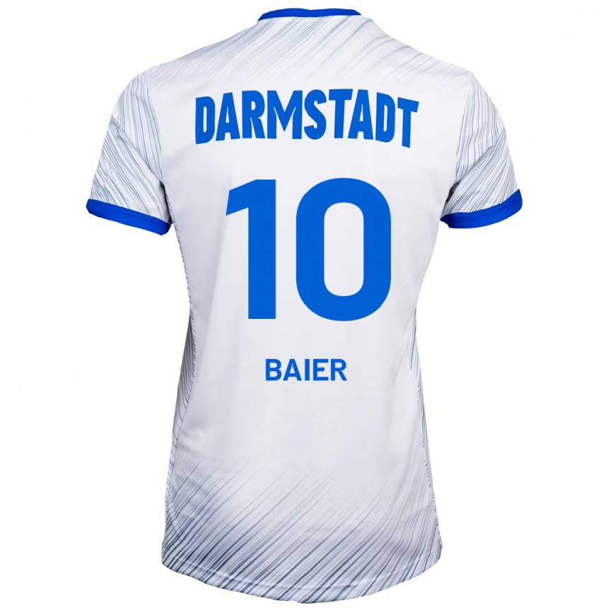 Enfant Football Maillot Nico Baier #10 Blanc Bleu Tenues Extérieur 2024/25