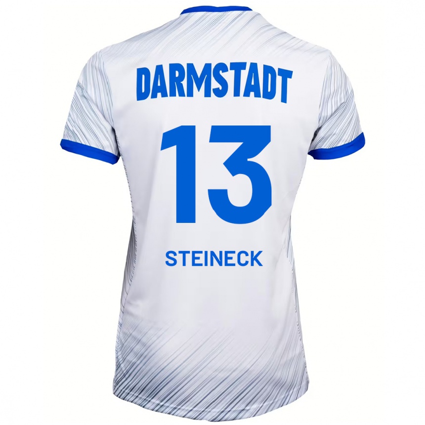 Enfant Football Maillot Tom Steineck #13 Blanc Bleu Tenues Extérieur 2024/25