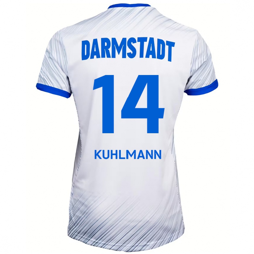 Enfant Football Maillot Marcel Kuhlmann #14 Blanc Bleu Tenues Extérieur 2024/25