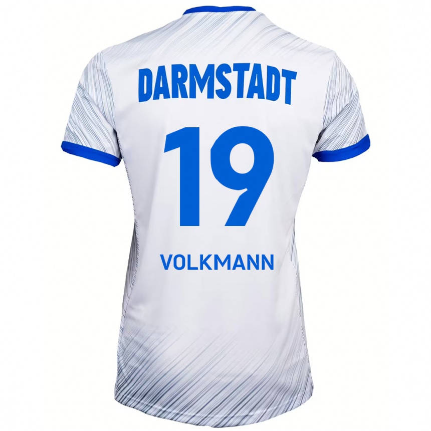 Enfant Football Maillot Japhet Volkmann #19 Blanc Bleu Tenues Extérieur 2024/25