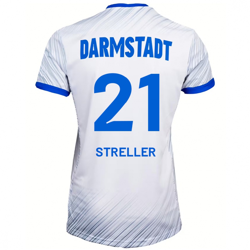 Enfant Football Maillot Till Streller #21 Blanc Bleu Tenues Extérieur 2024/25