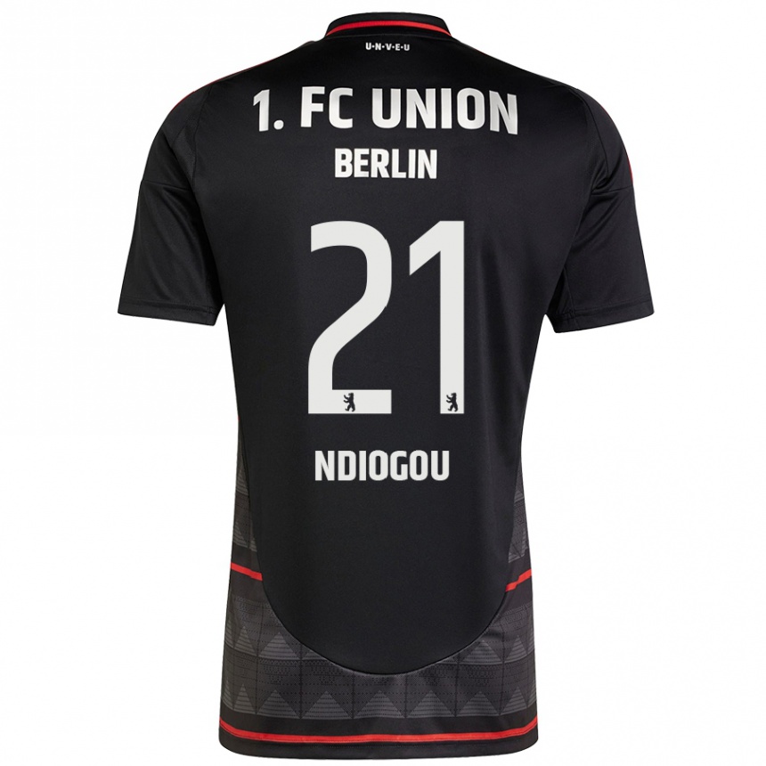 Enfant Football Maillot Pape-Omar Ndiogou #21 Noir Tenues Extérieur 2024/25