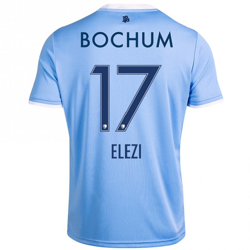 Enfant Football Maillot Agon Elezi #17 Bleu Ciel Tenues Extérieur 2024/25