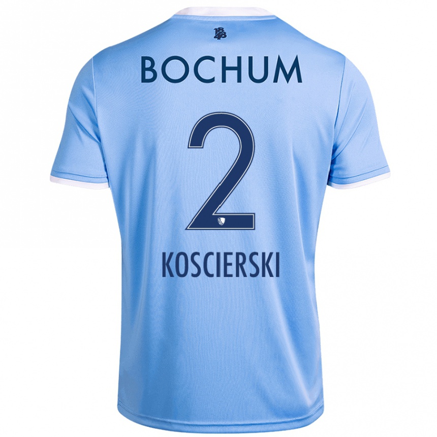 Enfant Football Maillot Kacper Koscierski #2 Bleu Ciel Tenues Extérieur 2024/25