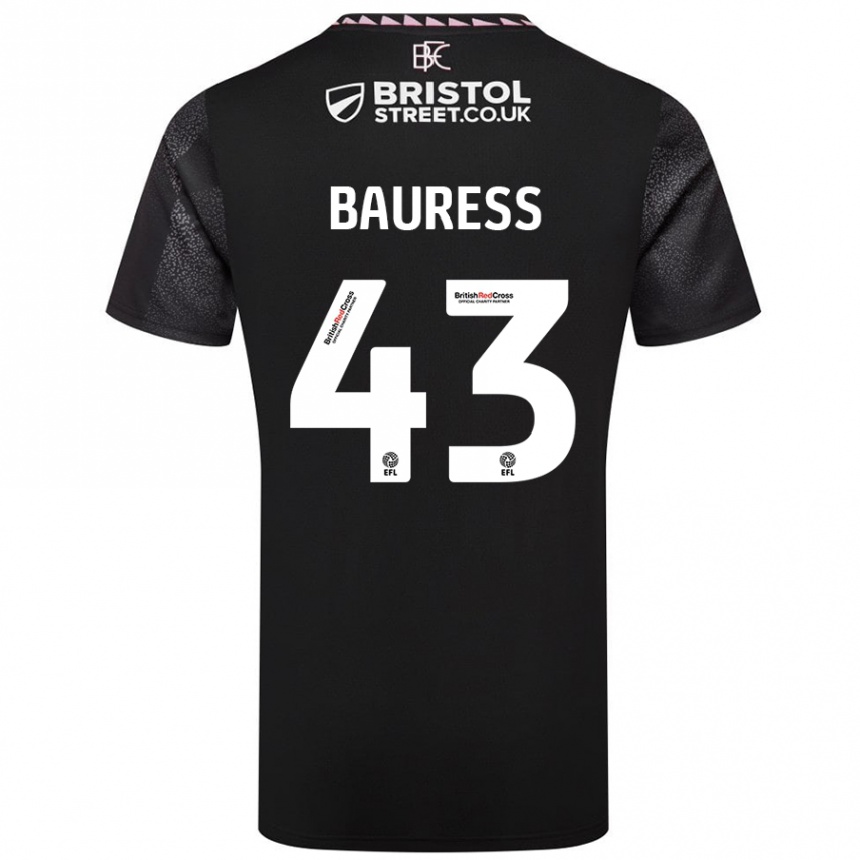 Enfant Football Maillot Joe Bauress #43 Noir Tenues Extérieur 2024/25