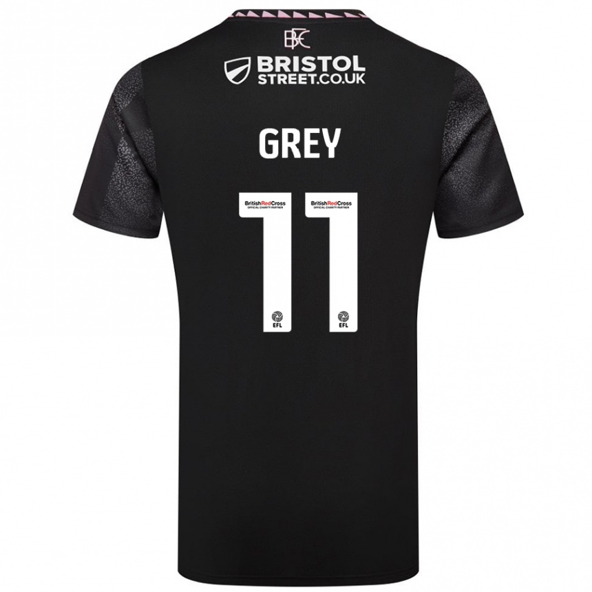 Enfant Football Maillot Anna Grey #11 Noir Tenues Extérieur 2024/25