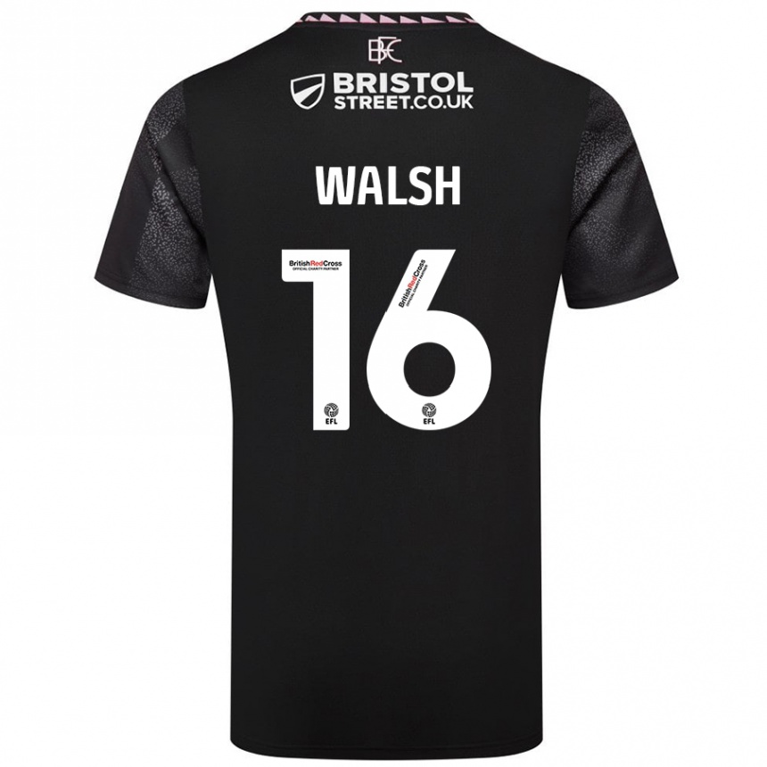 Enfant Football Maillot Lucy Walsh #16 Noir Tenues Extérieur 2024/25