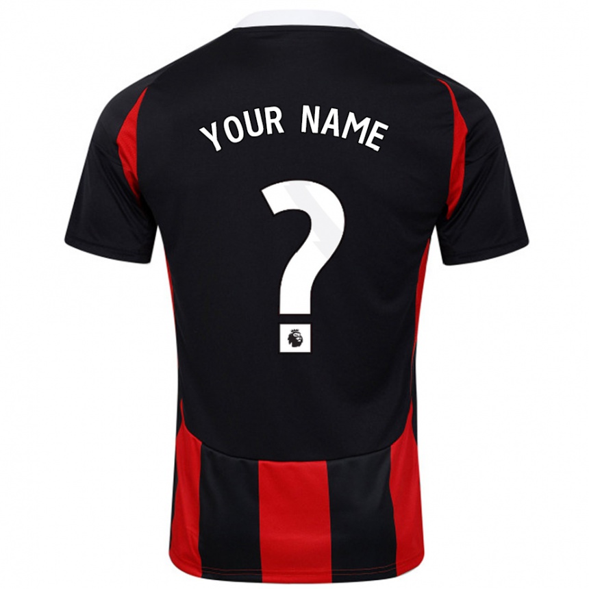 Enfant Football Maillot Votre Nom #0 Noir Rouge Tenues Extérieur 2024/25