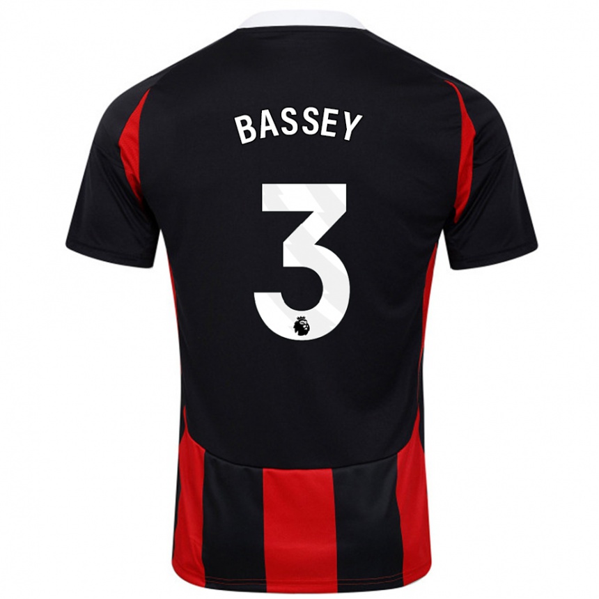 Enfant Football Maillot Calvin Bassey #3 Noir Rouge Tenues Extérieur 2024/25