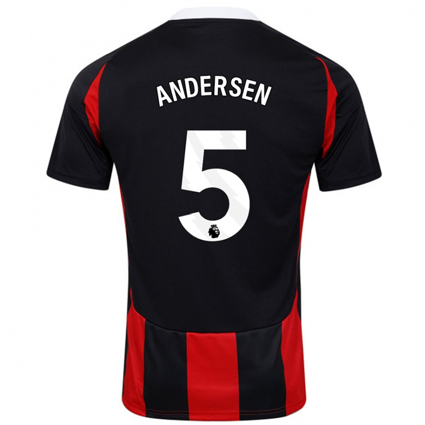 Enfant Football Maillot Joachim Andersen #5 Noir Rouge Tenues Extérieur 2024/25