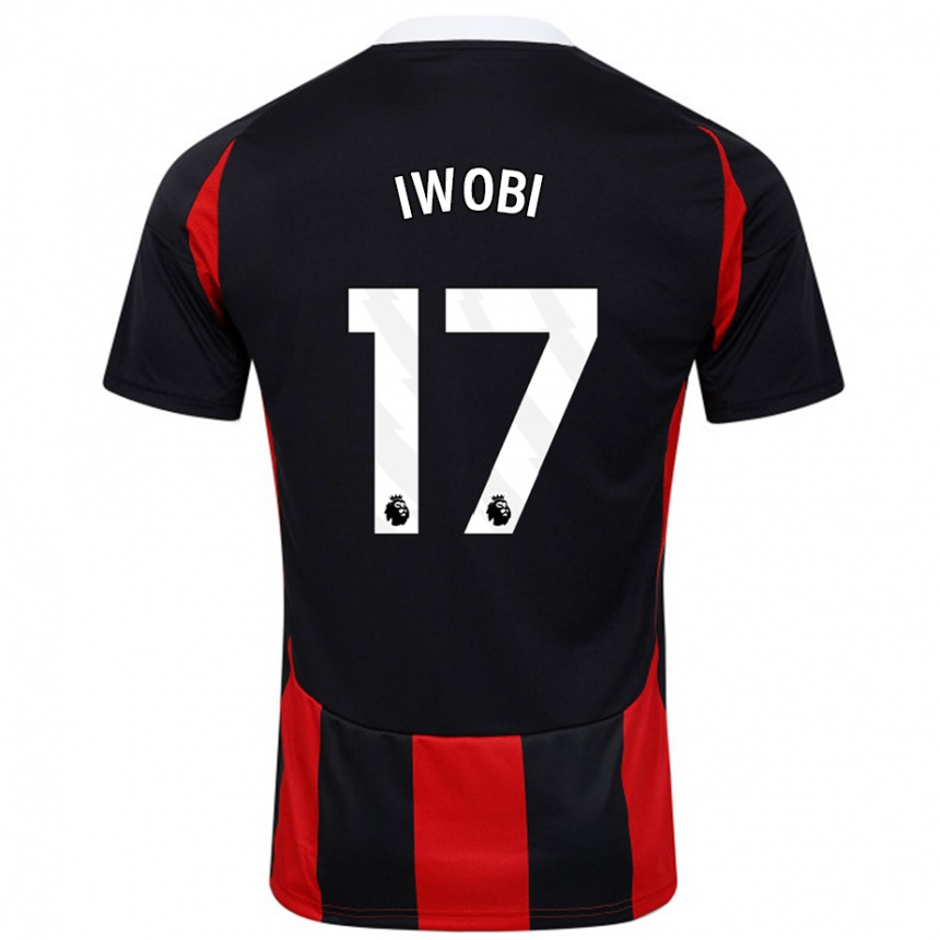 Enfant Football Maillot Alex Iwobi #17 Noir Rouge Tenues Extérieur 2024/25