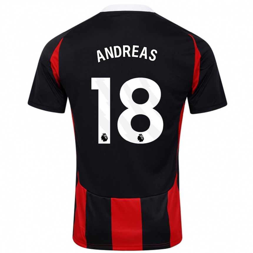 Enfant Football Maillot Andreas Pereira #18 Noir Rouge Tenues Extérieur 2024/25