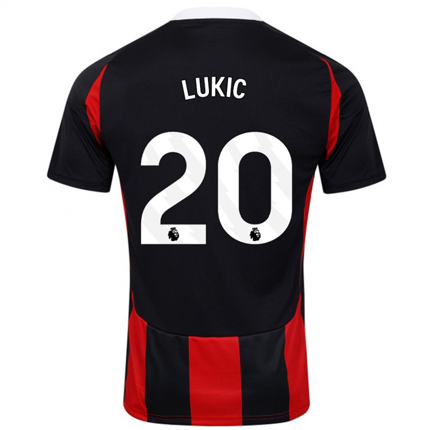 Enfant Football Maillot Saša Lukić #20 Noir Rouge Tenues Extérieur 2024/25