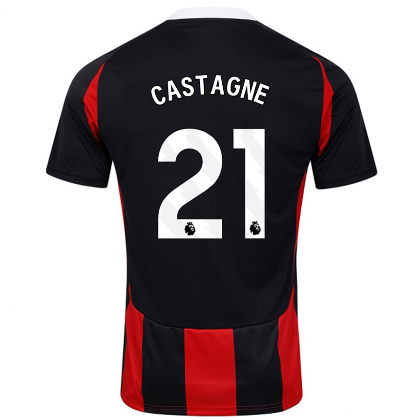 Enfant Football Maillot Timothy Castagne #21 Noir Rouge Tenues Extérieur 2024/25